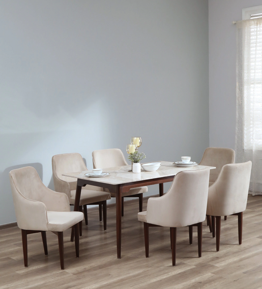 Abate Marble Top 6 Seater Dining Set