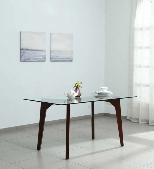 Cairo Solid Wood Dining Table In Natural Teak Finish
